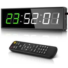 PELLOR Gym Clock, Gym Timer, Large Digital Timer Stopwatch Count Down/Up, Digital Wall Clock With Remote Control, Interval Timer With Adjustable Brightness, Training Timer for Home Garage Outdoor