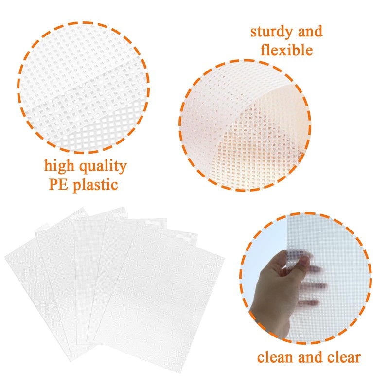 White Mesh Plastic Canvas Sheet, 5 PCS 14 Count Flexible