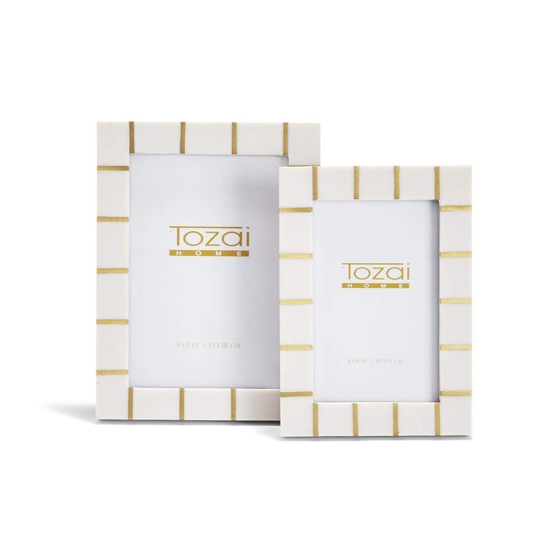 TOZAI Lines Set of 2 Brass Lines Photo Frames Includes
