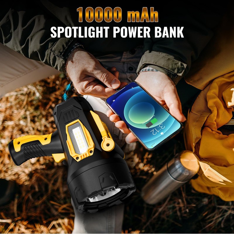 Rechargeable Spotlight, 99000 Lumens Super Bright Led Spotlights Flashlight with