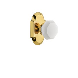 Nostalgic Warehouse 748564 Cottage Plate Waldorf White Milk Glass Knob, Single Dummy, Polished Brass