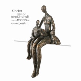 Casablanca Sculpture Edge Seater Reading Hour Poly Bronze Mother Child and Cat with Saying Pendant