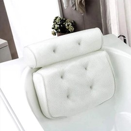 Unbranded Bath Pillow Bathtub Head Rest Support Non-Slip Spa Cushion with Suction Cups