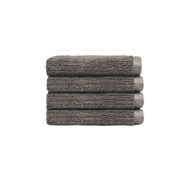 Cozy Earth Ribbed Washcloth Set - 60% Cotton 40% Viscose from Bamboo Bathroom Washcloths - Soft & Absorbent Textured Ribbed Pattern - 4 Pack Charcoal