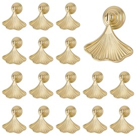 MOROBOR Ginkgo Leaf Shape Knob Handles, 18pcs Golden Drop Pendant Pull Handle Zinc Alloy Drawer Single Hole Knobs Furniture Knob Handles for Dresser Drawer Wardrobe Cupboard
