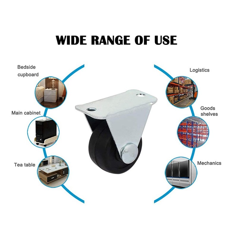 Rigid Non-Swivel Caster Wheels PP Top Plate Mounted Caster Wheel