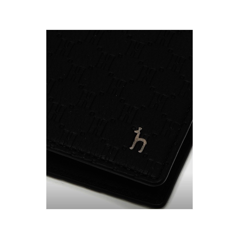 Hazzys (대구신세계)블랙 로고패턴 소가죽 반지갑 HJWA5E831BK Black Logo Pattern Cowhide