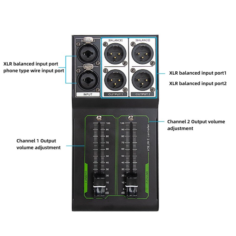 Passive Volume Controller, 1 Input 2 Output Passive Stereo Studio