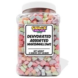 Assorted Dehydrated Marshmallows – Colorful, Crunchy, & Sweet Mini Marshmallow Bits for Snacking, Baking, Hot Cocoa & Cereal, 8oz Jar