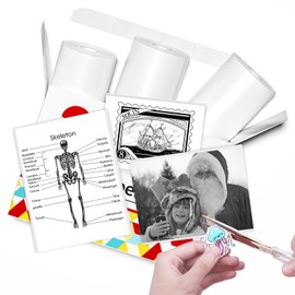 Paper for Sticker Printer, Printer Paper for Pocket Printer, Thermal Paper for T02/Q02/M02X/M02L, 10 Years Non-Sticky Phomemo Paper, Black on White Liene Photo Printer Paper, 3 Rolls 53 mm x 6.5 m