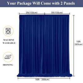 KUKUSOUL 10x10FT Wrinkle Free Curtains Backdrop Blue Curtains for Parties Wedding Birthday Party Baby Shower Decoration 5ft x 10ft, 2 Panel KUNS052