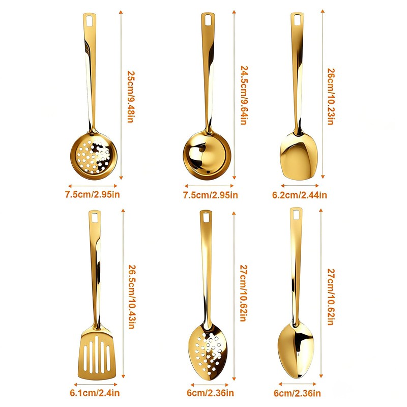 Rzspher Cooking Utensils Set, 6 pcs Kitchen Utensils Set (Golden)