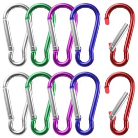 BOUMVID Carabiner Hooks Small, Pack of 10 Carabiner Key Ring Small Colourful Aluminium Snap Hooks for Camping Hiking Travel Carabiner Mini Backpack Belt