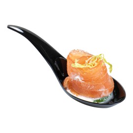 Restaurantware 5 Inch Appetizer Spoons 100 Wave Hors D'oeuvre Spoons - Disposable Serve Samples Starters Snacks Or Desserts Black Plastic Amuse-Bouche Spoons For Weddings Or Catering