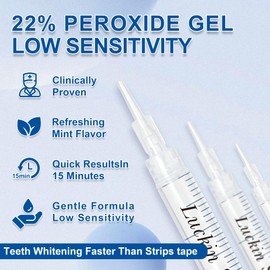 LUCKIN SMILE 22% Carbamide Peroxide Teeth Whitening Gel – Professional Teeth Whitening, 60 Treatments, Fast Stain Removal for Coffee, Wine & Smoking, Safe for Sensitive Teeth (10x 3ML)