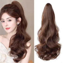 HAPVITAL Point Wig, Ponytail, Curl Clip, Extension, Synthetic Hair, Long Hair One Touch Wave, Women's Fashion, Natural, Small Facial Effect, Extension, Fluffy Curly Hair Wig Natural (Bright Light
