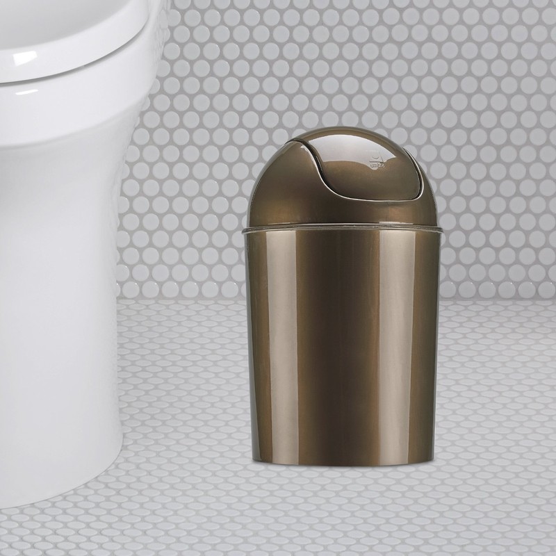 Umbra Mini Waste Can 1-1/2 Gallon with Swing Lid, Bronze