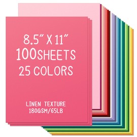 100 Sheets 8.5X11 Inch Colored Cardstock 65 lb Textured Construction Paper Card Stock Printer Paper for Printing, Card Making, Scrapbooking 180 GSM