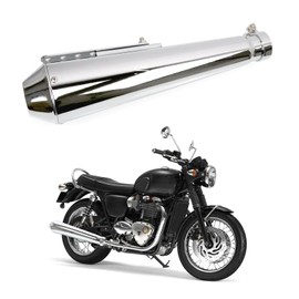 Sporacingrts Stainless Steel Motorcycle Muffler Muffler Silencer Pipe 1.5-2" Inlet Motorcycle Muffler With Moveable DB Killer for Dirt Bike Street Bike Scooter(Silver)