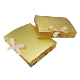 SULALIN 20 Pcs Recycled Paper Gift Boxes with Lids, Assorted Colors, 9.05 x 7.08 x 1.57 inches (23 x 18 x 4 cm), for Wedding, Birthday, Anniversary (gold)