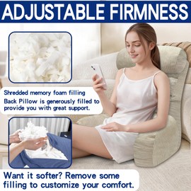Tinuniyaa Reading Pillow with Arm and Neck Pillow, Extra Large，Back Pillow Sitting on The Bed, Body Pillow, Bed Pillow for Sitting up for Reading/Working/Watching TV/Playing Games/Relaxing (Cream)
