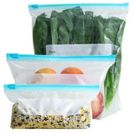 45 Pcs Zip Lock Bags, Ziplock Freezer Bags, Resealable Food Storage Freezer Bags with Expandable Bottom, BPA Free Zip Seal Freezer Bags for Fruits, Vegetables, Meat, Grains