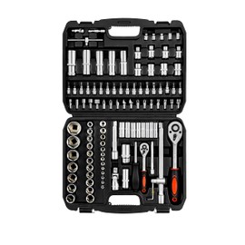 XHTT Mechanics Tools Kit,108-Piece 1/4"&1/2 Metric And Standard Socket Set,Ratchet Set,Quick Release Reversible Ratchet Wrench,Universal Joint,Extension Bars.