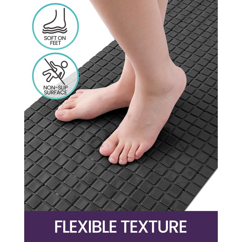 DEXI Bathtub Mat Non Slip, Extra Long 39x16, Suction Cups,
