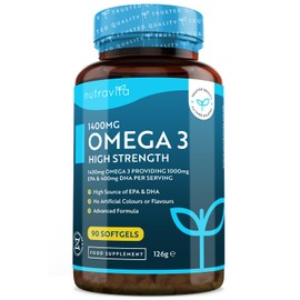 Nutravita Highest Strength Omega 3 Fish Oil 2000mg - Providing 1000mg EPA & 400mg DHA per Serving - Sustainably Sourced & Contaminant Free - Made in The UK by Nutravita