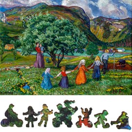 Wooden Puzzle for Adults - Uniquely Shaped Pieces - Made in The USA by FoxSmartBox - 420 Pieces - Summer and Playing Children