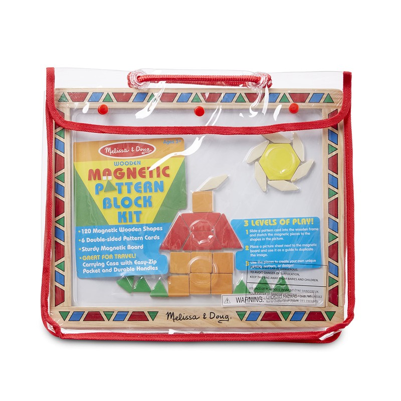 Melissa & Doug Deluxe Wooden Magnetic Pattern Blocks Set -