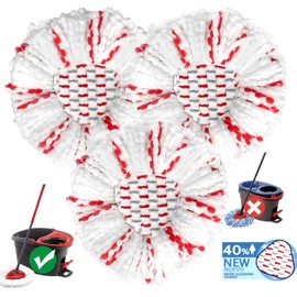 Dwavele Mop Head Replacement - 40% More Cleaning Power，3 Pack Spin Mop Replacement Head for Ocedar Easy Wring 1-Tank System, Easy Cleaning, Microfiber and Machine Washable