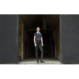 HORZE Women's Ladies Black Bit Print Silicone Full Seat English Riding Breeches (US 24/EU 36)