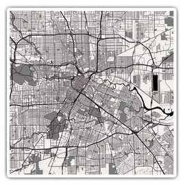 Square Stickers (Set of 2) 10cm - Houston Urban Street Map USA Fun Decals for Laptops,Tablets,Luggage,Scrap Booking,Fridges, #3365