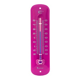 Lantelme Outdoor Garden Thermometer Metal 19 cm Pink Analogue Also for Home Indoor Room Office Retro Vintage Garden Thermometer Outdoor Thermometer