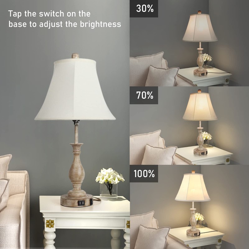 Farmhouse Table Lamp Touch Control 3-Way Dimmable Table Lamp, Modern