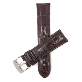 Bandini 20mm Mens Italian Leather Watch Band Strap - Brown - Alligator Pattern