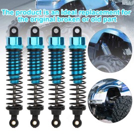 Shock Damper, 4PCS 1/10 RC Crawler 90mm/3.5in Aperture Metal Damper Set with Springs, Adjustable Damper Kit for TRX4 SCX10 D90 (BA19160)(Blue)