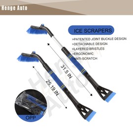 Henge Auto Ice Scrapers for Car Windshield Snow Brush 360 Pivoting Head 32 Inch Extendable for Truck SUV Vehicle Windshield 3-in-1(Blue 1 Pcs)