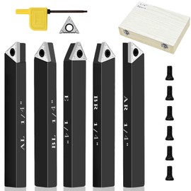 SENDUO 1/4" Indexable Carbide Turning Inserts Holder Set for Machining Lathes, 5 Pcs Set Metal Lathe Tools Inserts Bits with Carbide Inserts TCMT090204.
