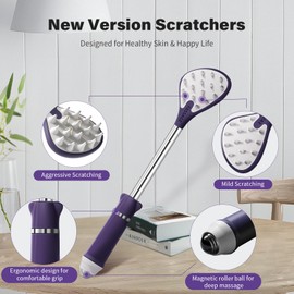 WizSar Extendable Back Scratcher - Portable Backscratchers for Men, Women, Adults, Kids - Birthday Gift for Mom & Dad, Christmas Stocking Stuffers Gifts for Dad (Purple, 1 Pack)