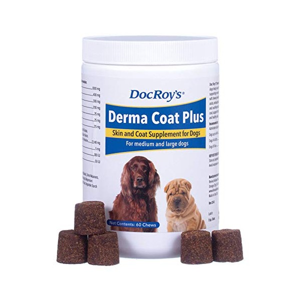 Revival Animal Health Doc Roy's Derma Coat Plus Skin & Coat Supplement for Medium/Large Dogs - 60 ct Chews