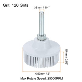 sourcing map Bristle Disc 2" 120 Grit R-Type Abrasive Brush Coarse Bristle Disc Deburring Electric Disc Brush Attachment with 1/4" Round Shank Abrasive Coating Removal Disc for Metal, Gray