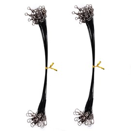 50 Pack Fishing Wire Leaders, 30 LB Steel Fishing Lure Wire Trace Leaders with Swivels and Snaps for Pike Hidden Main Line Prevent Fish Bite, 15cm (Black)