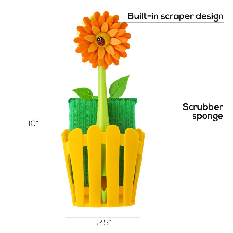 VIGAR Flower Power Spülbecken Organizer mit Spülbürste und Schwamm, PVC,