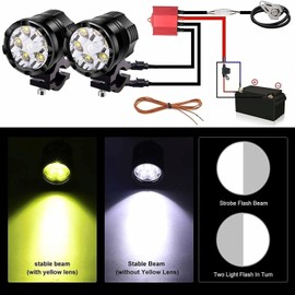 NWpangu LED Motorcycle Yellow Fog Lights Driving Spotlights Auxiliary Front Fog Lights for Motorcycle, ATV, 4x4, Offroad. (Yellow)