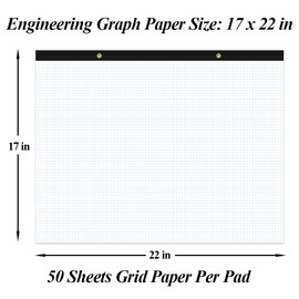 Yaridar (2-Pack) Large Engineering Graph Paper - 22" x 17" Grid Paper Notepad, 4"x4" Blue Grid 100 Sheets/200 Pages Paper for Engineer Architect Designer Mathematician Draftsman