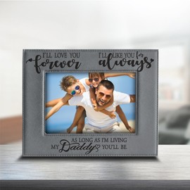 BELLA BUSTA- I'll Love You Forever,I'll Like You for Always,as Long as I'm Living, My Daddy You'll be - Engraved Leather Picture Frame- Family Frame-Father's Day Gift-Daddy and Me (4 x 6 Horizontal)