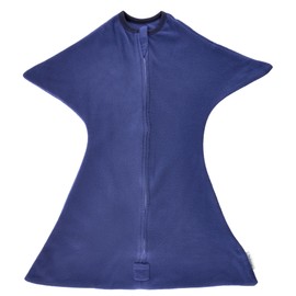 SleepingBaby Zipadee-Zip Transition Swaddle - Fleece Baby Swaddling Blanket with Zipper - Navy, X-Small (3-6 Month)