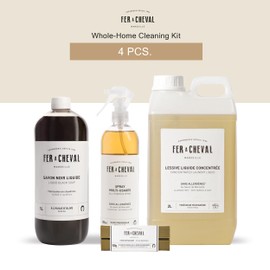 Fer à Cheval Bundles - Liquid Black Soap, Concentrated Laundry Liquid 2L/67.6oz, All-Purpose Spray Cleaner 500ml/16.9 fl oz, Stain Remover Stick with Sommières Clay